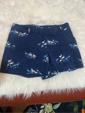LOFT Navy Flamingo Print Jean Shorts
